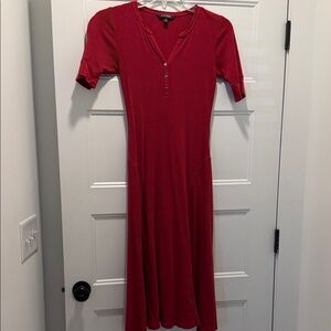 Lauren Ralph Lauren Red Henley Midi Dress